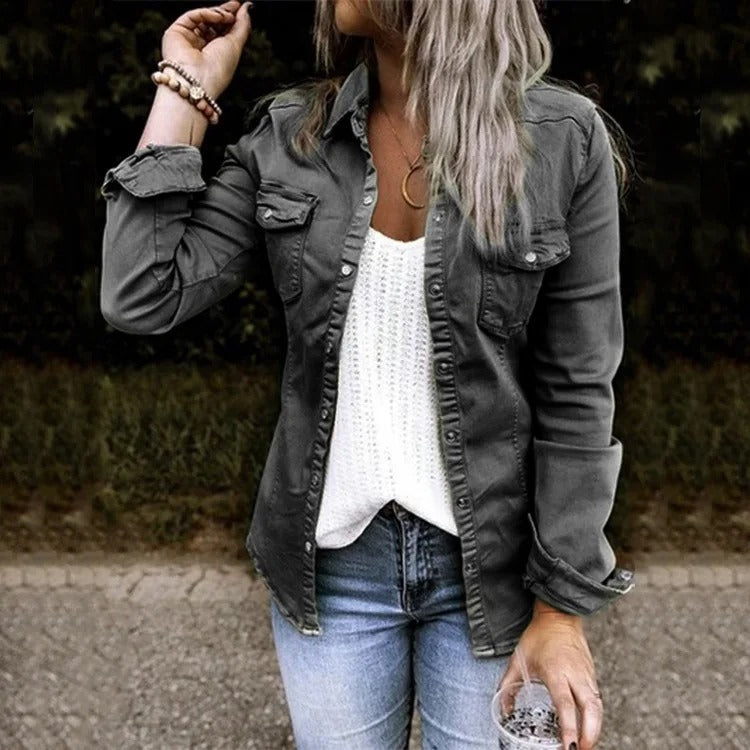Chaqueta Camisera Entallada – Negro