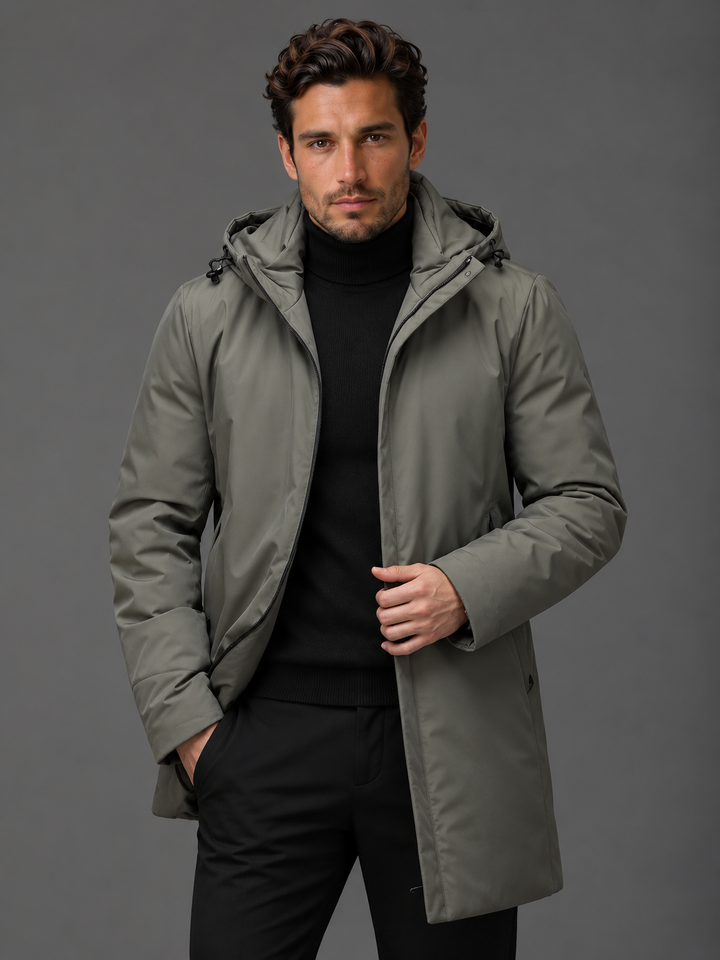 Chaqueta Recta con Capucha – Verde