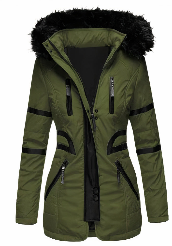 Parka Entallada con Capucha – Verde Oliva