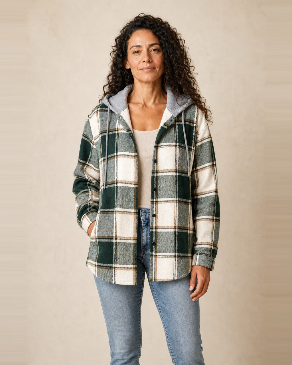 Chaqueta de Cuadros con Capucha