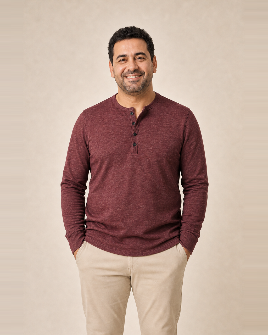 Camiseta Henley de Manga Larga