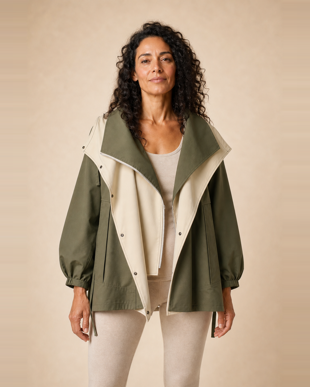 Chaqueta Reversible con Cuello Amplio