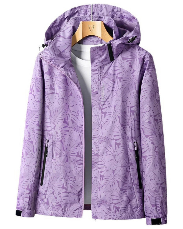 Chaqueta Estampada con Capucha – Morado