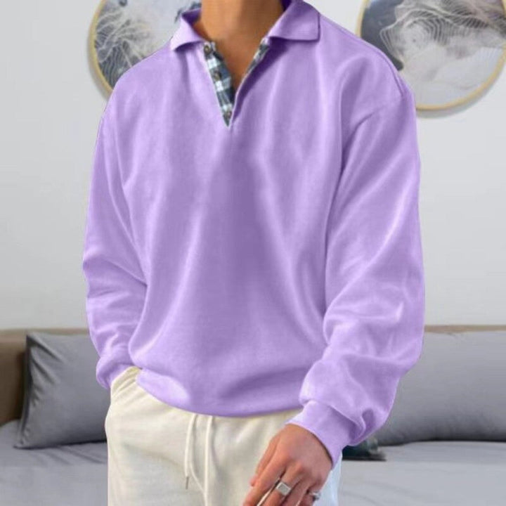 Polo Relajado de Manga Larga – Morado