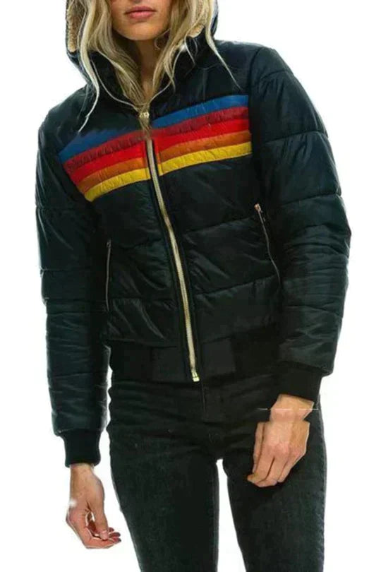 Chaqueta Retro con Capucha – Negro
