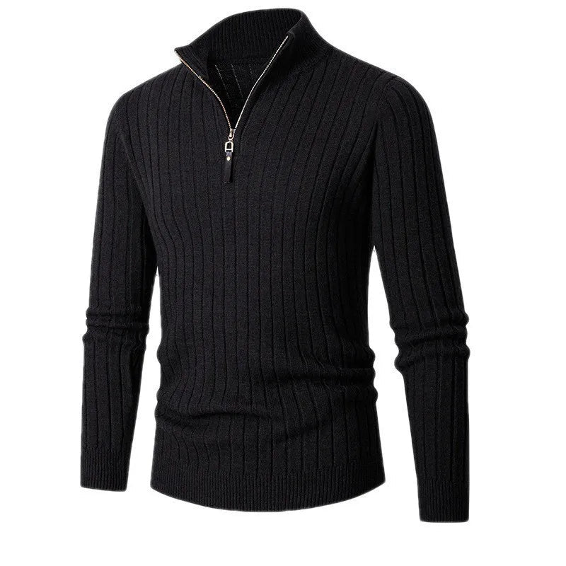Jersey Ajustado con Cremallera – Negro