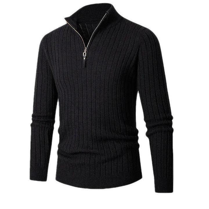 Jersey Ajustado con Cremallera – Negro