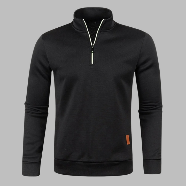 Jersey Jaspeado con Cremallera – Negro