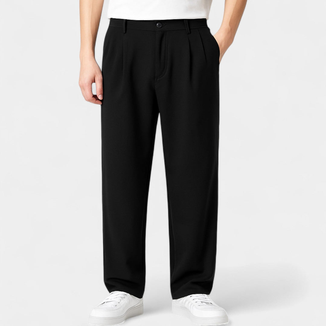 Pantalón de Pinzas Relajado – Negro