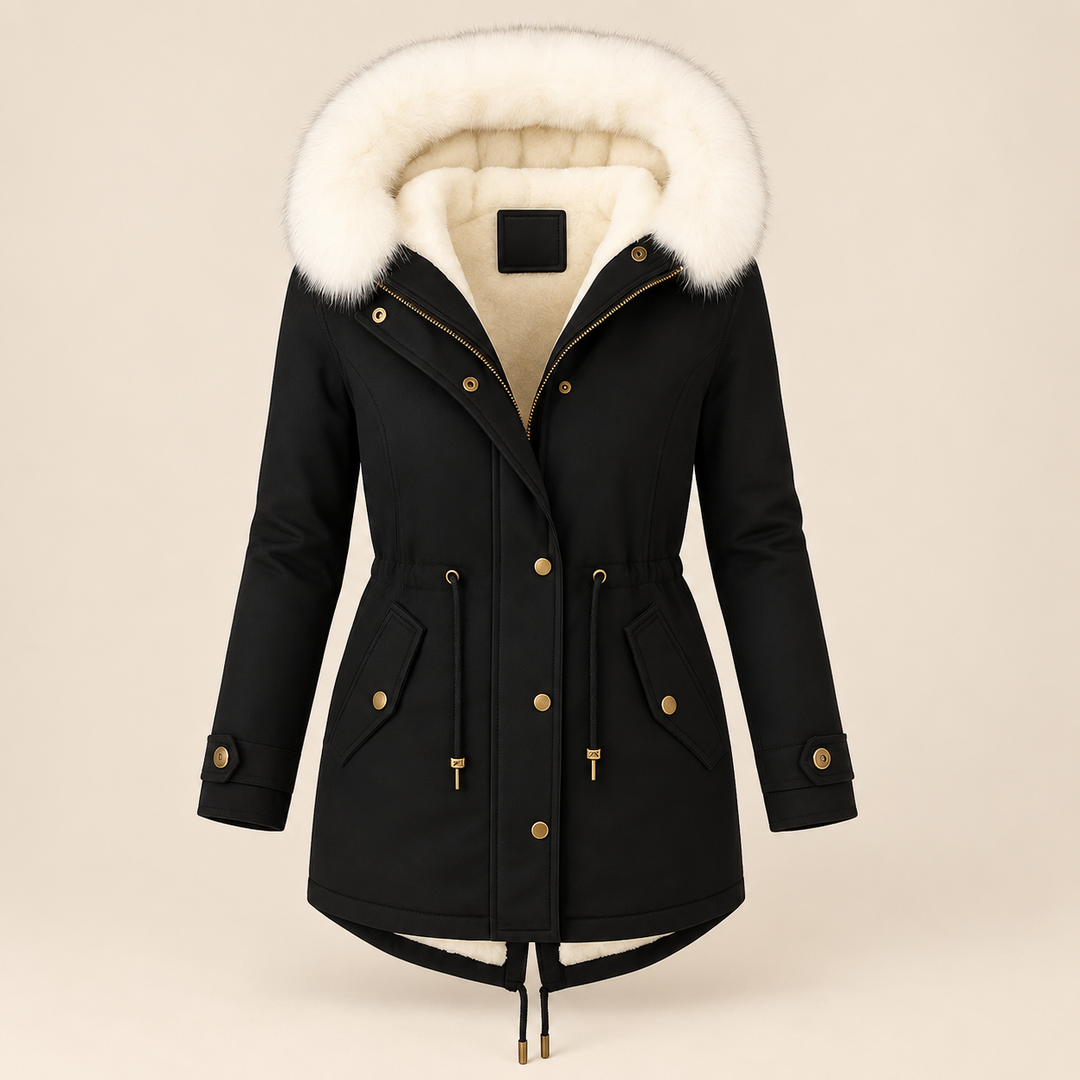 Parka con Cintura Ajustable – Negro