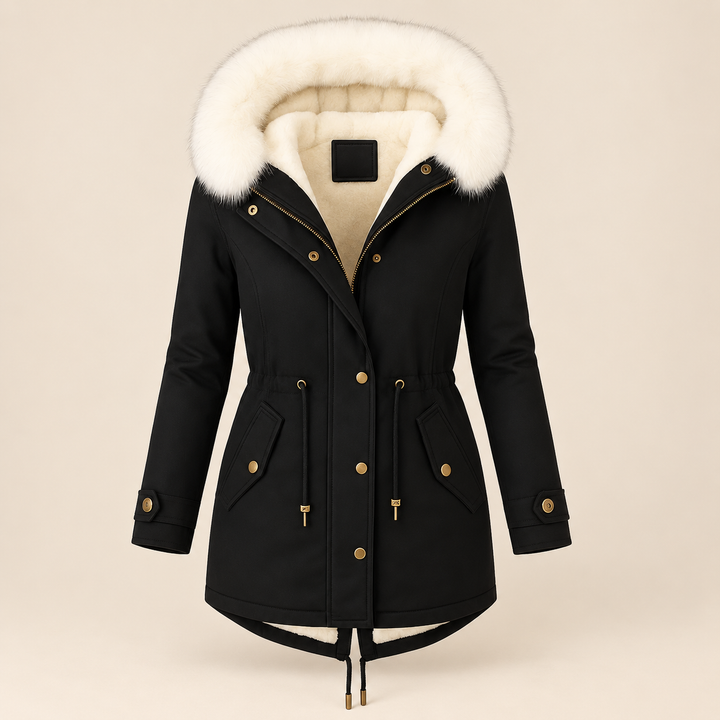 Parka con Cintura Ajustable – Negro