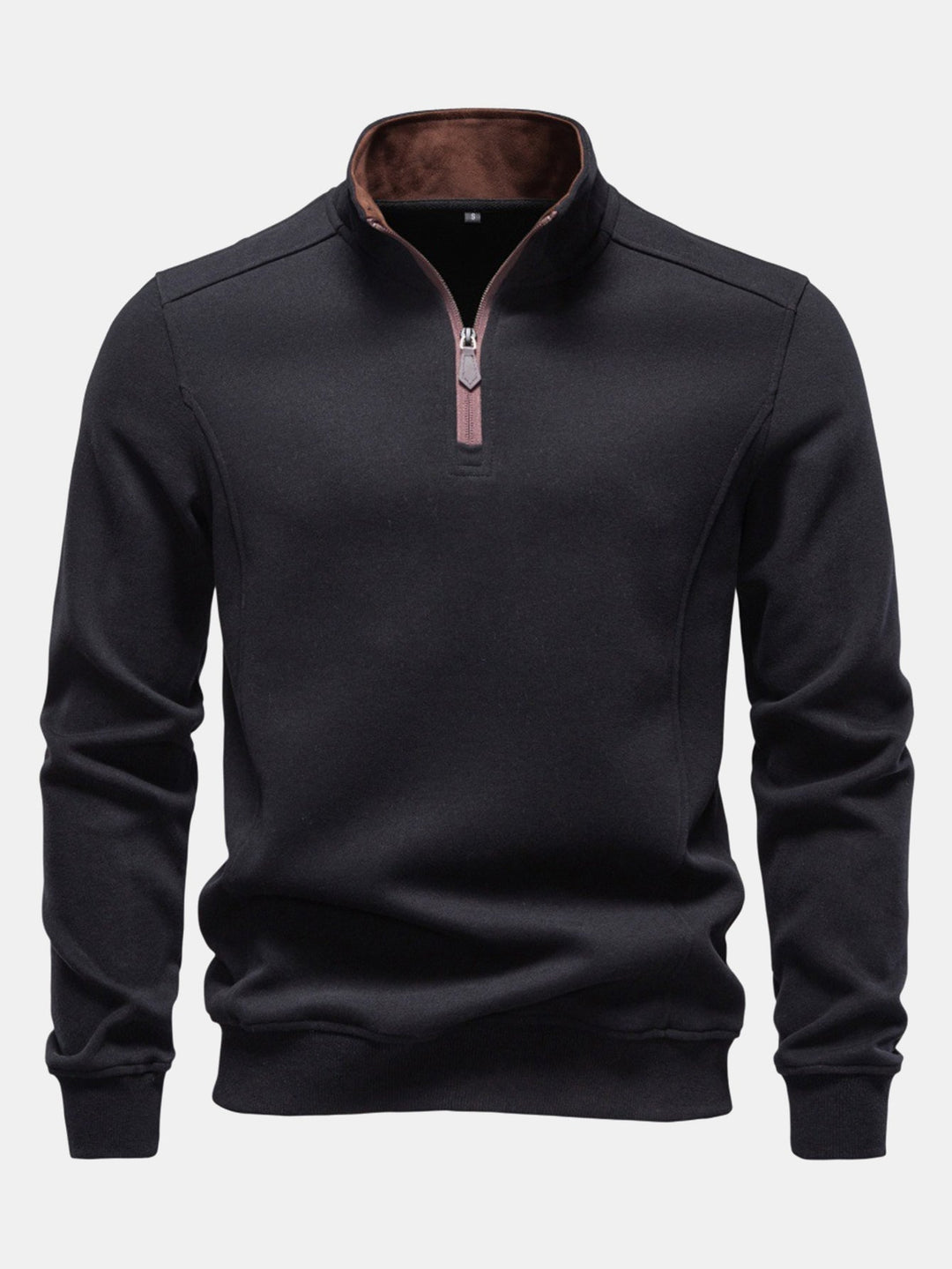 Sudadera Recta con Cremallera – Negro