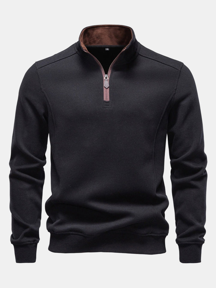Sudadera Recta con Cremallera – Negro