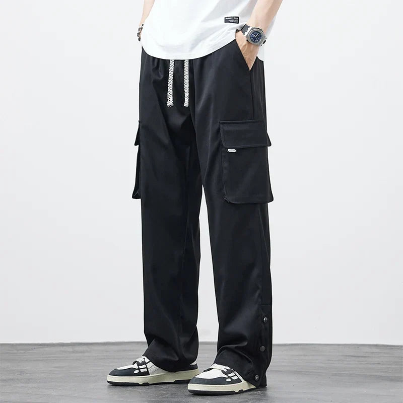 Pantalón Cargo Ajustable – Negro Azabache