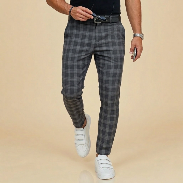 Pantalón Chino a Cuadros – Gris