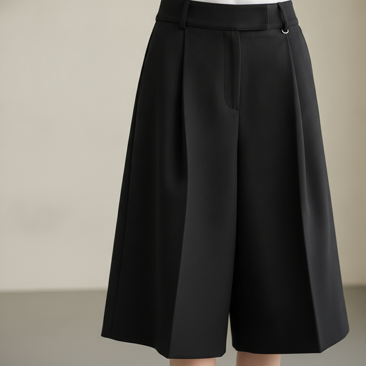 Pantalón culotte de talle alto y largo midi