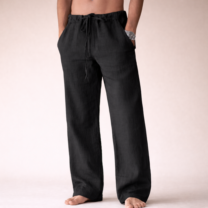 Pantalón Recto con Cordón – Negro