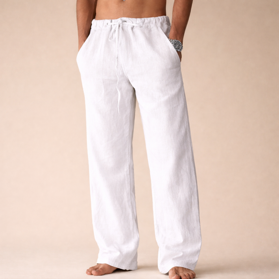 Pantalón Recto con Cordón – Blanco