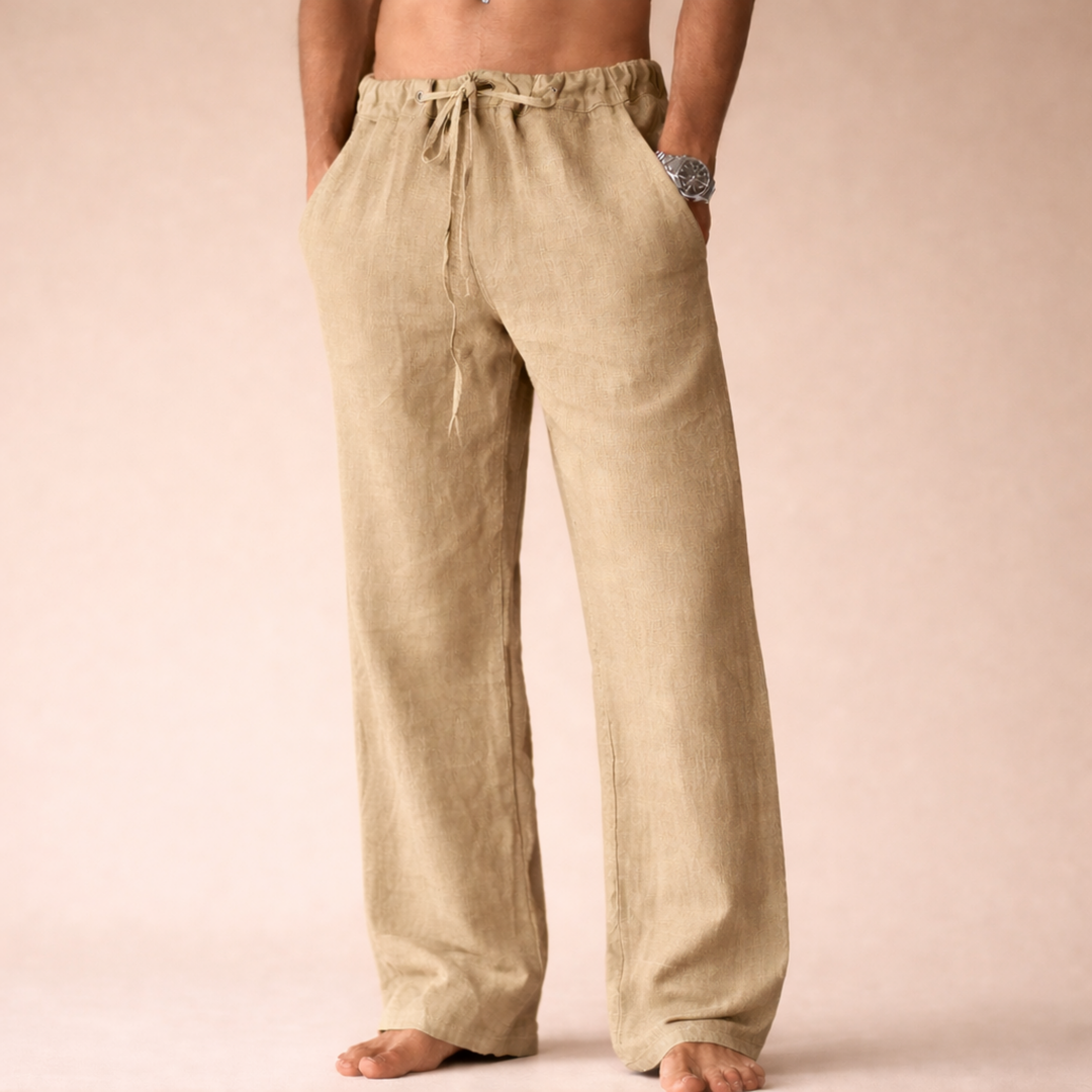 Pantalón Recto con Cordón – Caqui