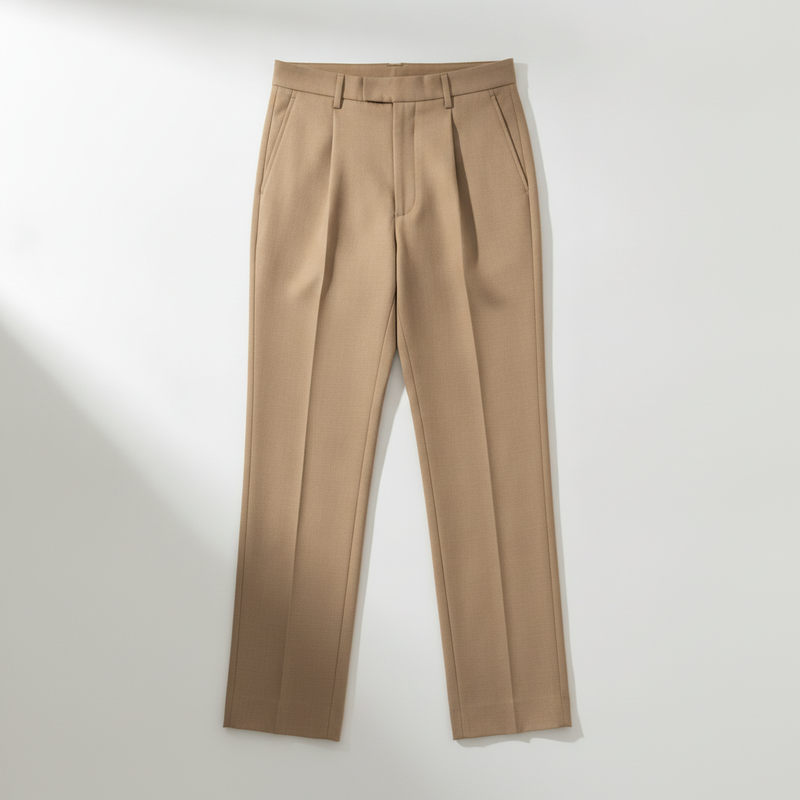 Pantalón recto de pinzas con caída fluida