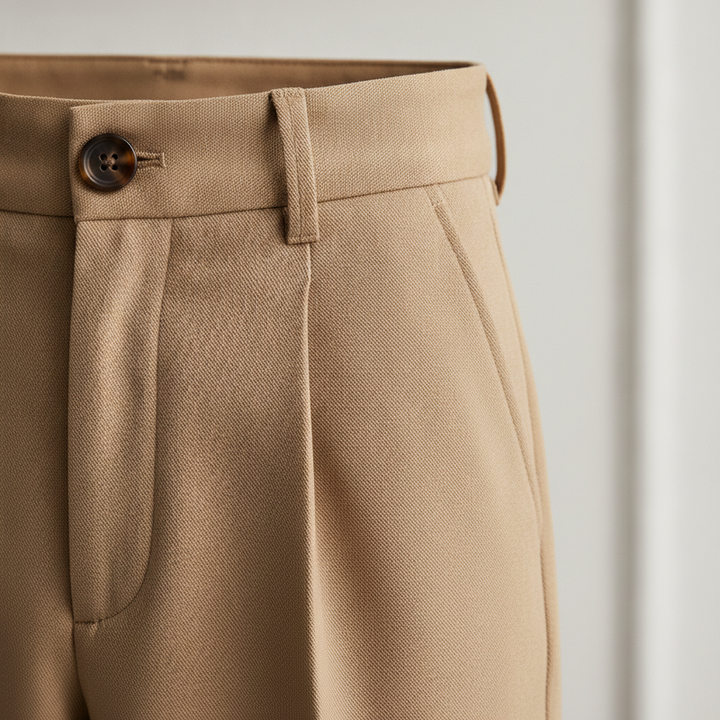 Pantalón recto de pinzas con caída fluida