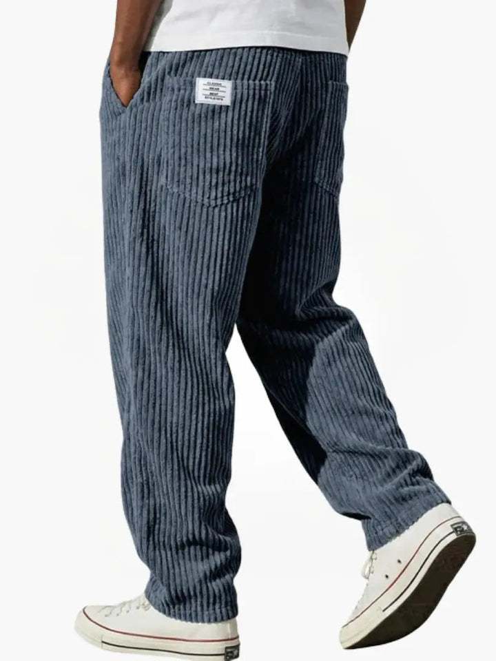 Pantalón Recto Relajado – Azul