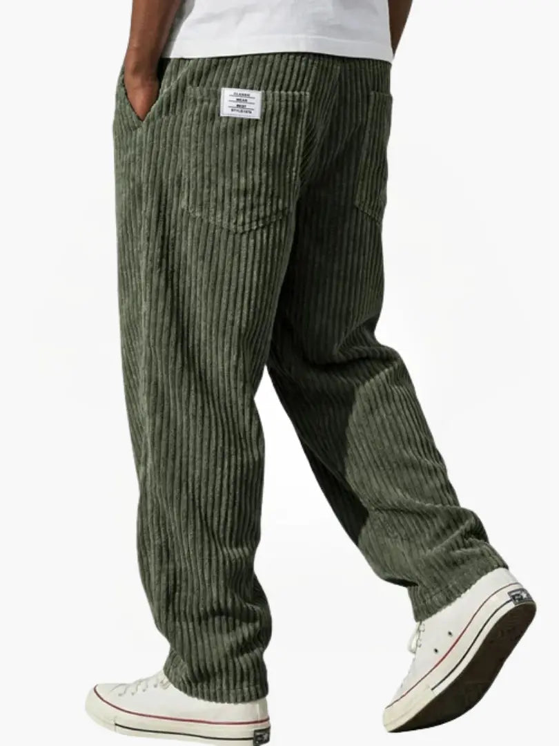 Pantalón Recto Relajado – Verde Militar