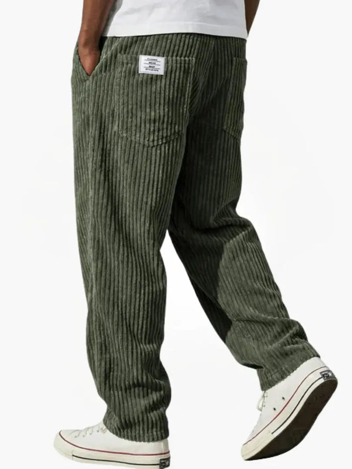 Pantalón Recto Relajado – Verde Militar