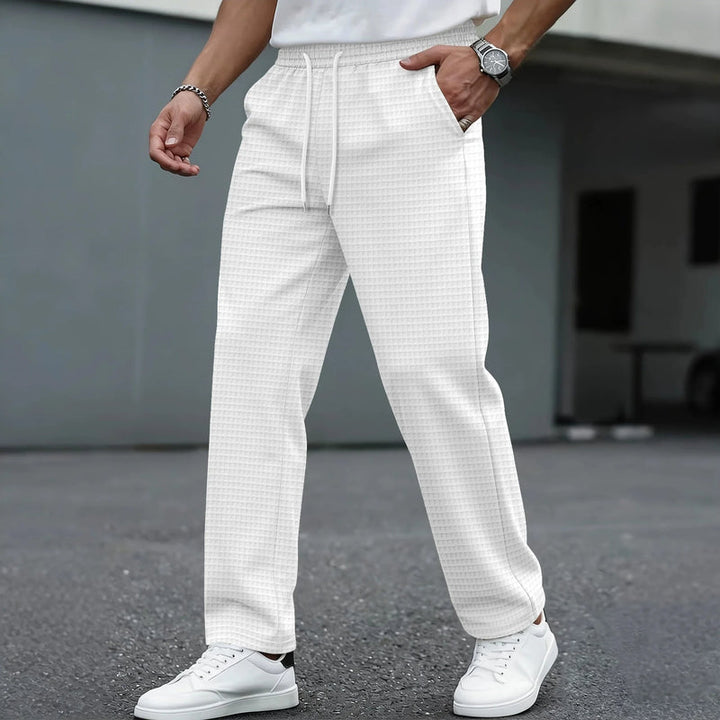 Pantalón Recto Texturizado – Blanco