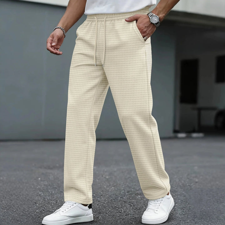 Pantalón Recto Texturizado – Caqui