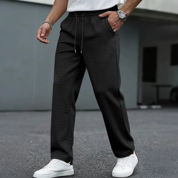 Pantalón Recto Texturizado – Negro