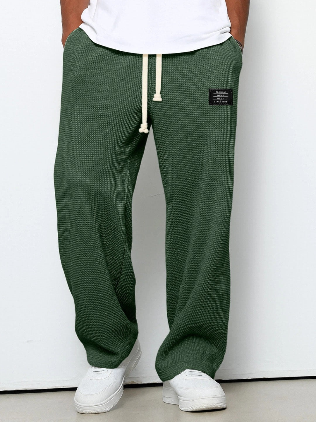 Pantalón Relajado de Pernera Ancha – Verde Oscuro
