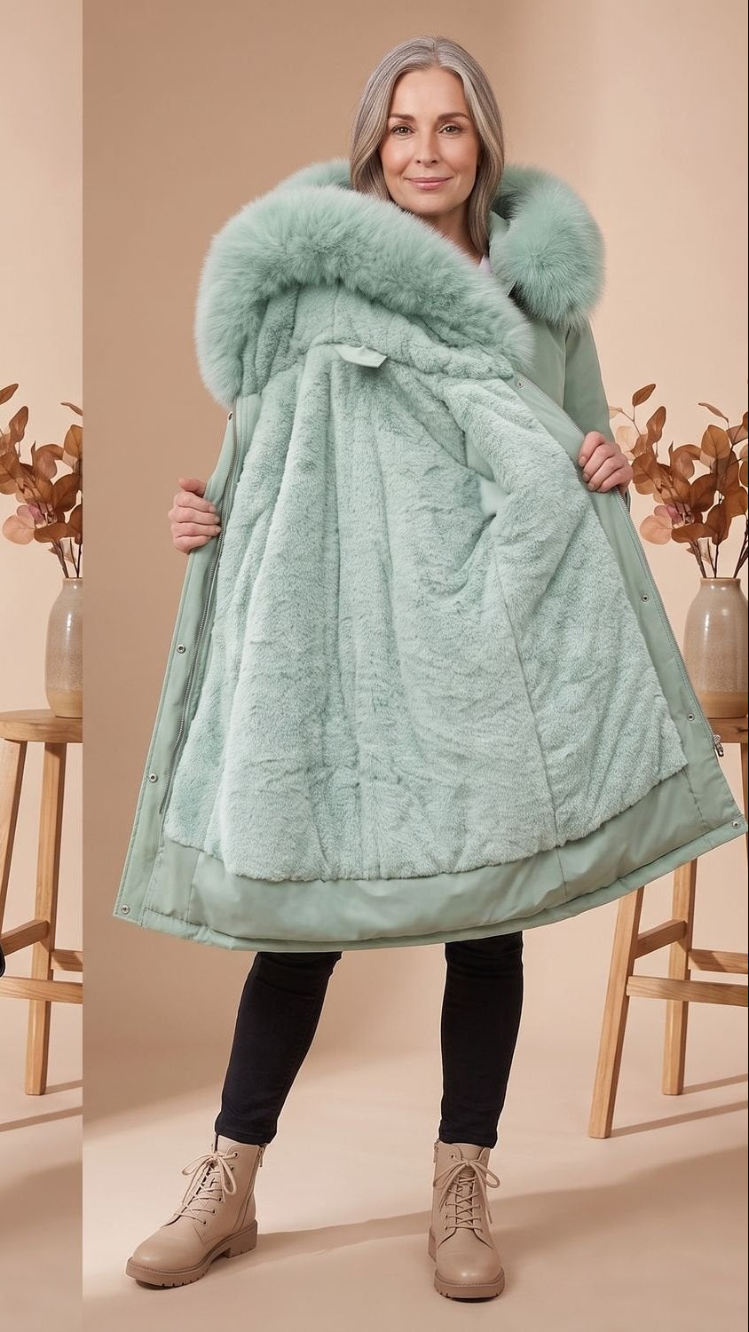 Parka Larga con Capucha – Verde