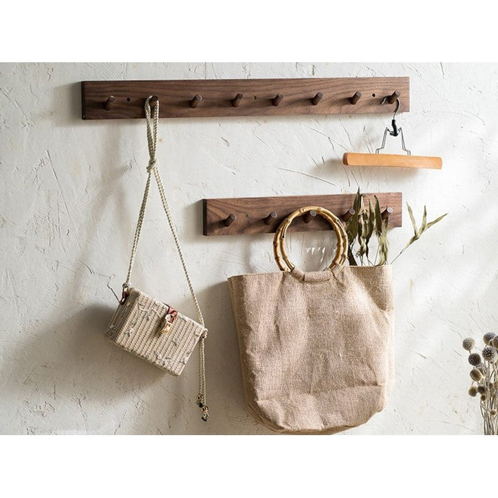 Perchero de pared de madera - Diseño minimalista con ganchos integrados
