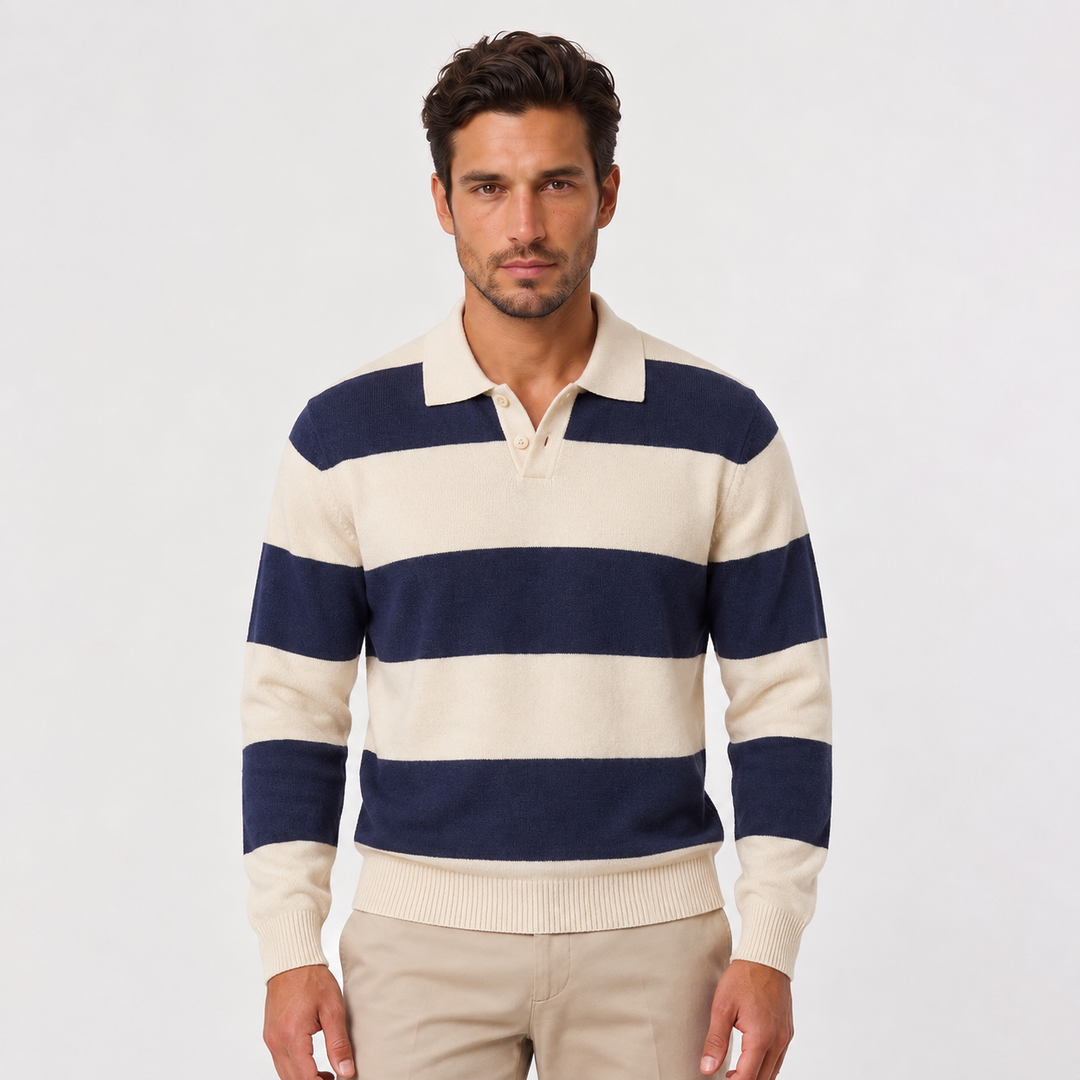 Polo a Rayas Horizontales – Blanco
