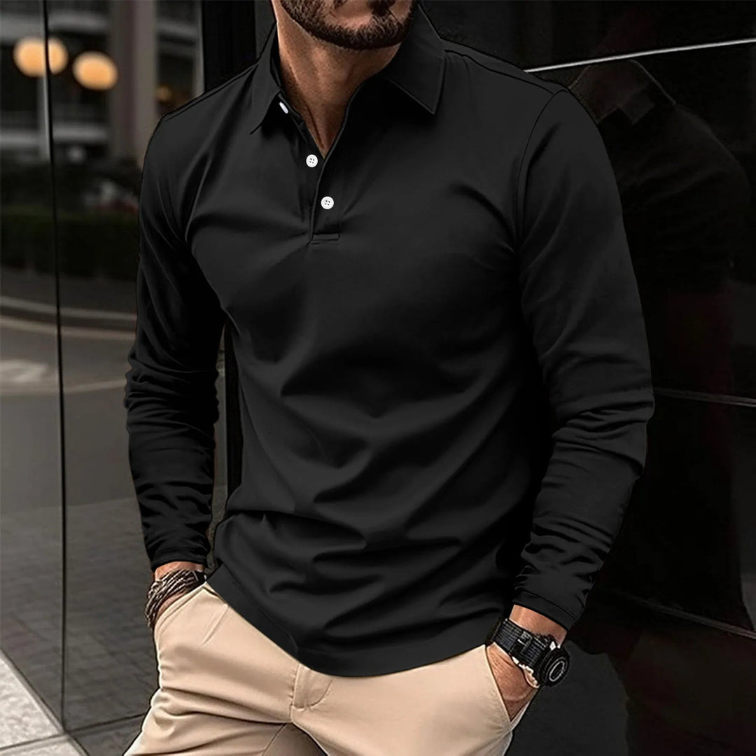 Polo Clásico de Manga Larga – Negro
