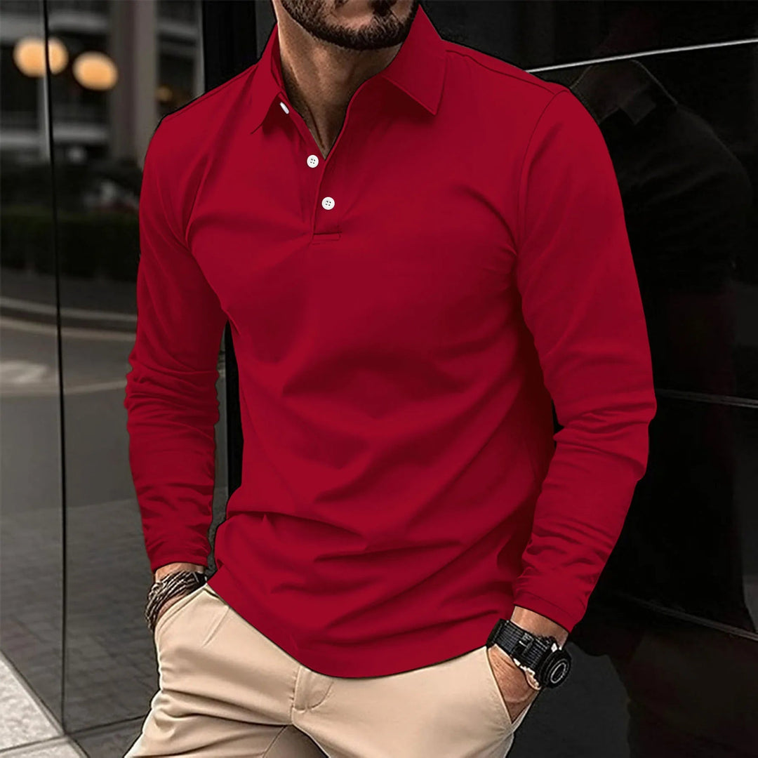 Polo Clásico de Manga Larga – Rojo