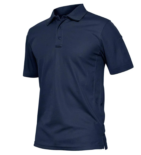 Polo Recto con Botones – Azul Marino