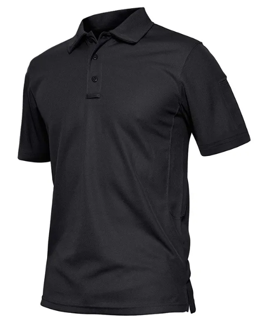 Polo Recto con Botones – Negro