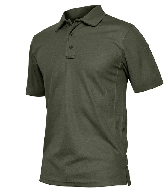 Polo Recto con Botones – Verde Oliva