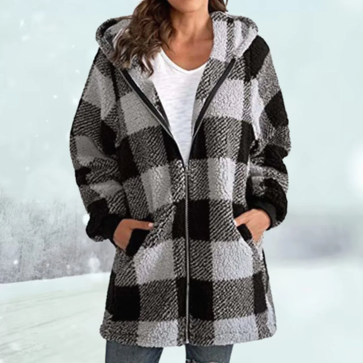 Abrigo a Cuadros con Capucha – Gris
