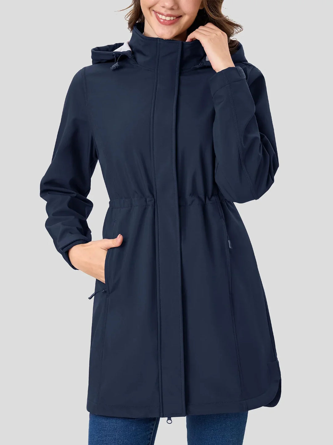 Chaqueta Ajustable con Capucha – Azul Marino