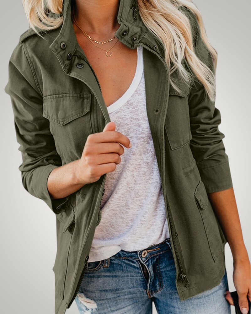 Chaqueta con Cintura Ajustable – Verde Oliva