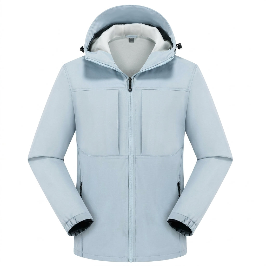 Chaqueta Ergonómica con Capucha – Azul Hielo