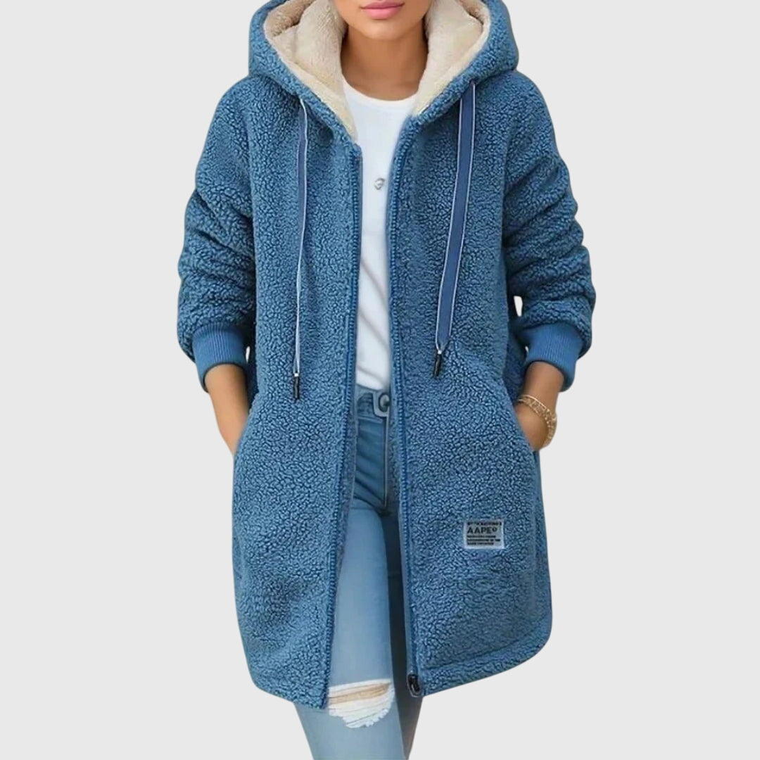 Chaqueta Larga con Capucha – Azul