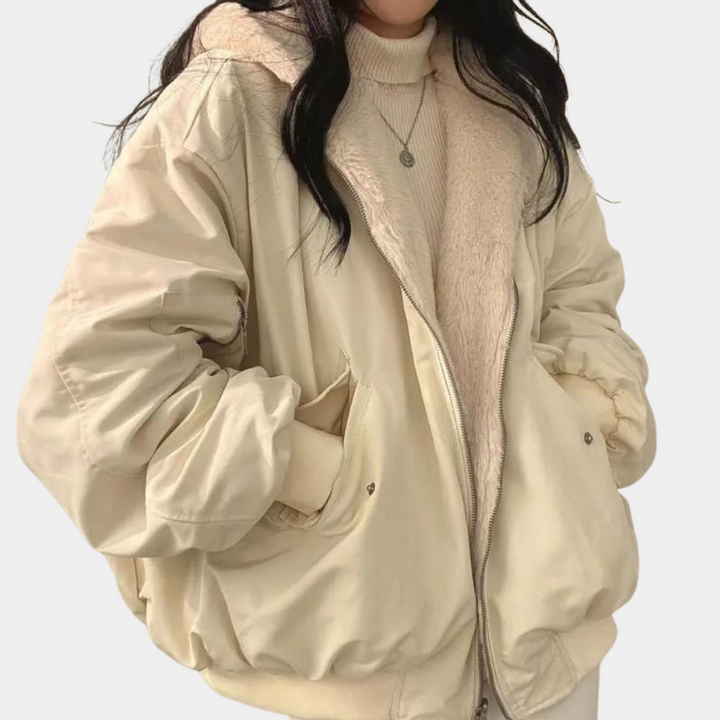 Chaqueta Oversize con Capucha – Blanco