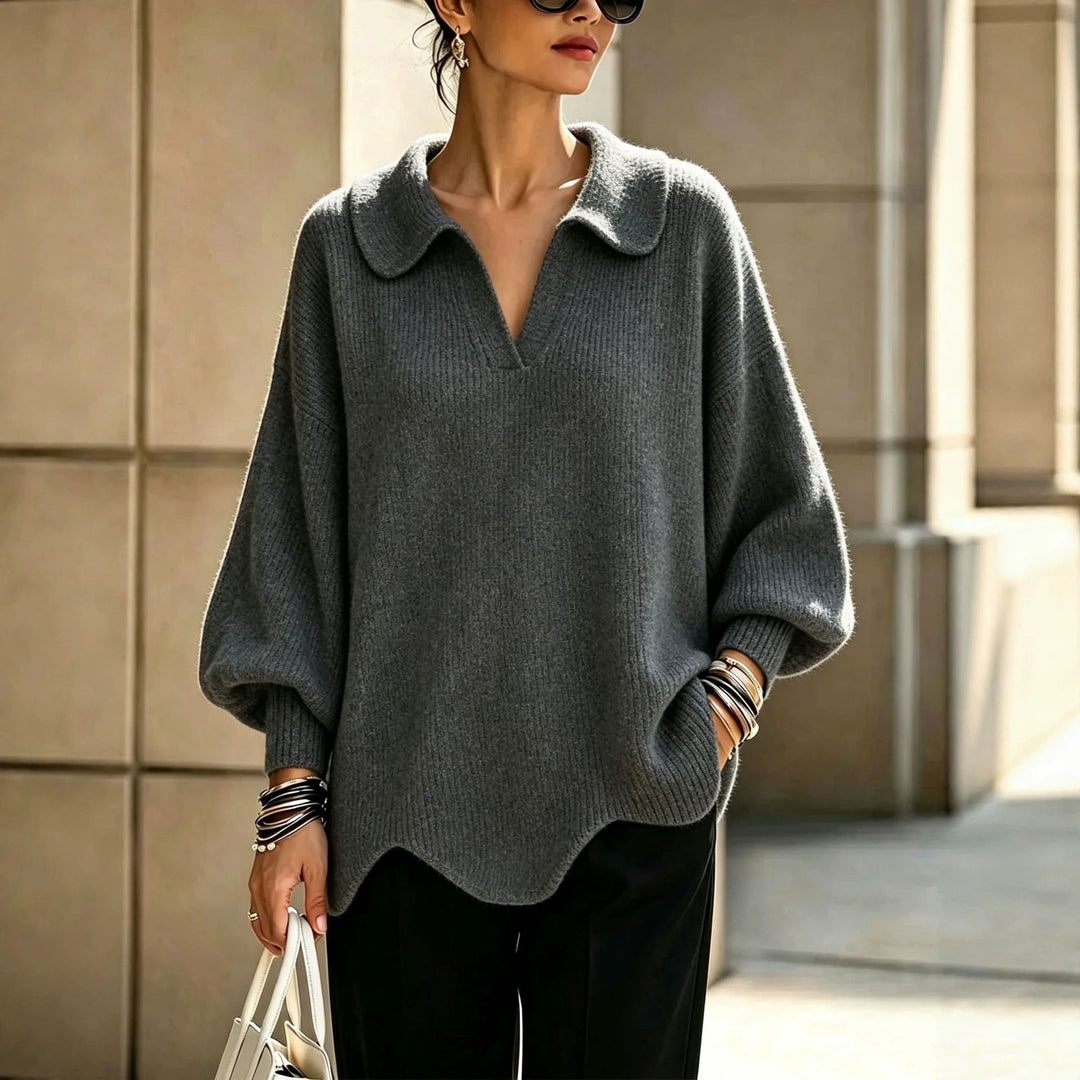 Jersey con Cuello Camisero – Gris Oscuro