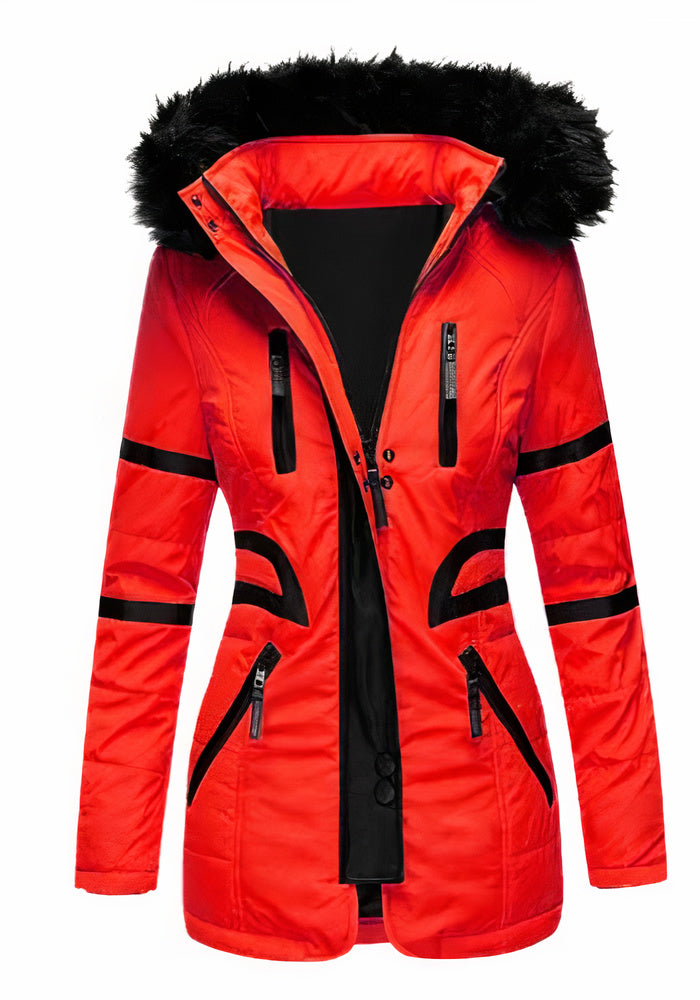 Parka Entallada con Capucha – Rojo