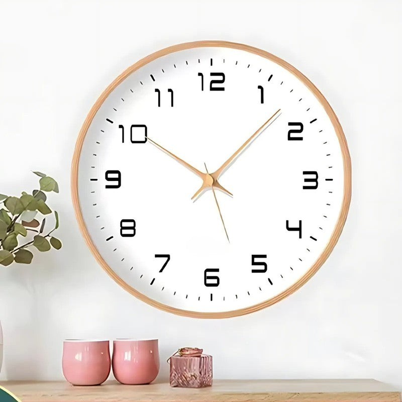Reloj de Pared Redondo con Marco de Madera - Diseño Minimalista
