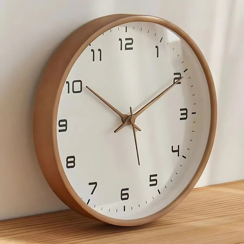 Reloj de Pared Redondo con Marco de Madera - Diseño Minimalista